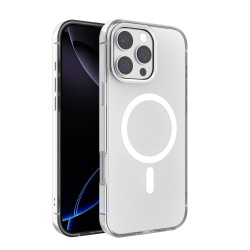 Funda Transparente Magnética iPhone 16 Pro Max (Borde Metálico) | Wephone Mayorista