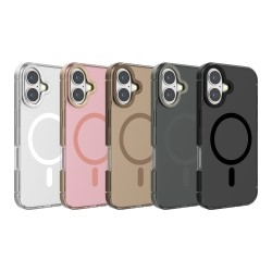 Funda Transparente Magnética iPhone 16 (Borde Metálico) | Wephone Mayorista