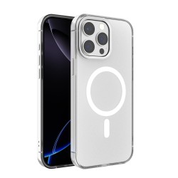 Funda Transparente Magnética iPhone 15 Pro Max (Borde Metálico) | Wephone Mayorista