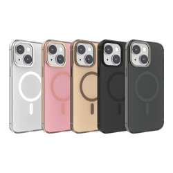 Funda Transparente Magnética iPhone 15 (Borde Metálico) | Wephone Mayorista
