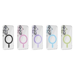 Funda Magsafe Transparente Cubre Camara de Colores Samsung S24 | Wephone Mayorista
