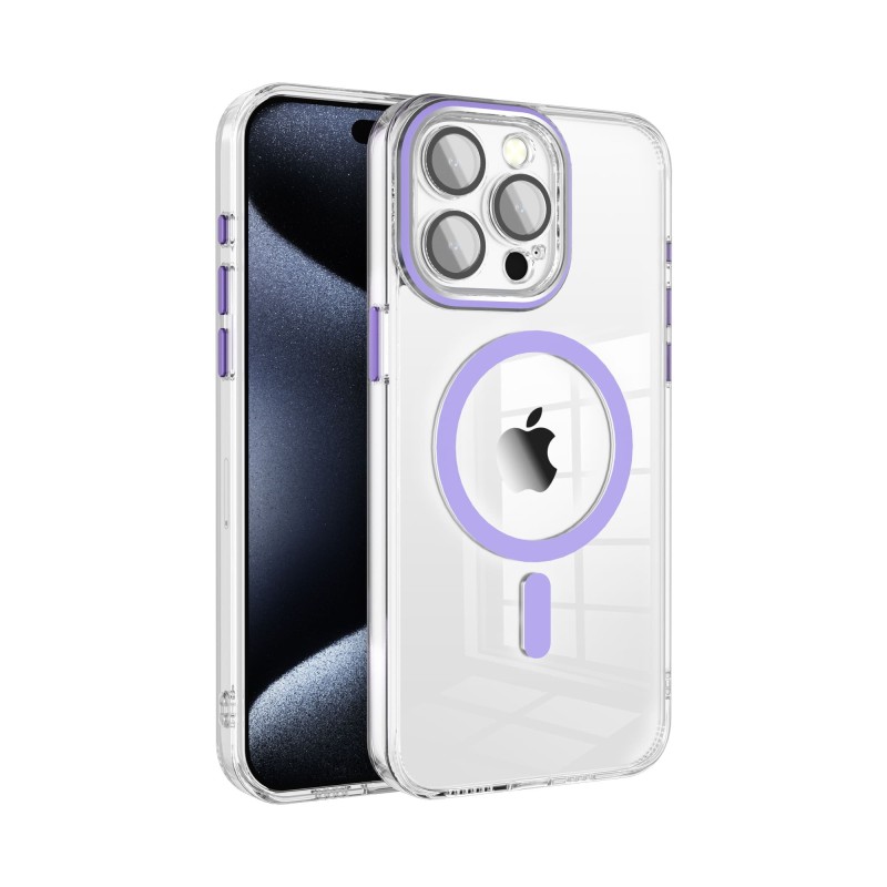 Funda Magsafe Transparente Cubre Camara de Colores iPhone 15 Pro Max | Wephone Mayorista
