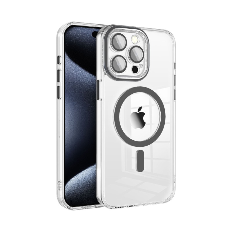 Funda Magsafe Transparente Cubre Camara de Colores iPhone 15 Pro Max | Wephone Mayorista