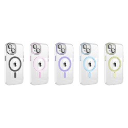 Funda Magsafe Transparente Cubre Camara de Colores iPhone 15 | Wephone Mayorista