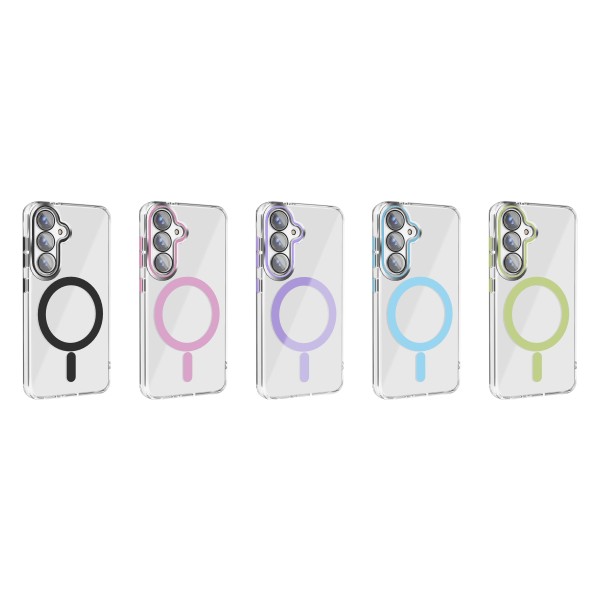 Funda Magsafe Transparente Cubre Camara de Colores Samsung S25 Edge | Wephone Mayorista