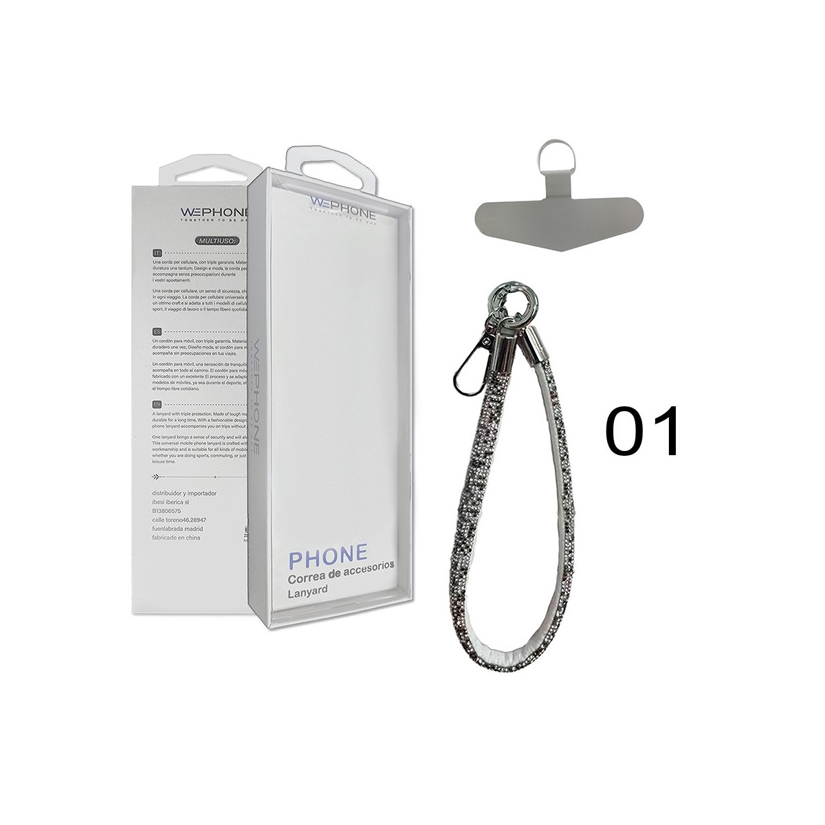 Correa de muñeca con diamantes para móvil con mosquetón | Wephone Mayorista