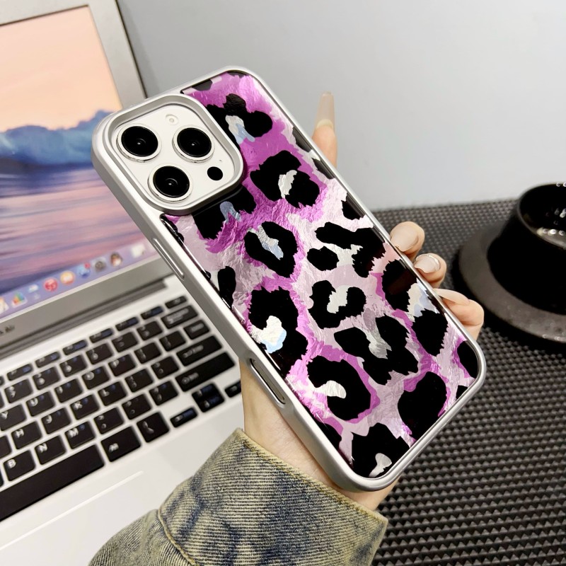 Funda Leopardo Brillante borde Metalizado | WePhone Mayorista