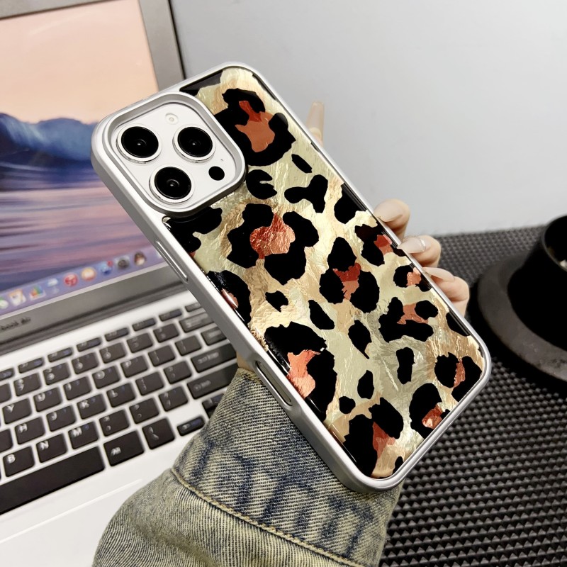 Funda Leopardo Brillante borde Metalizado | WePhone Mayorista