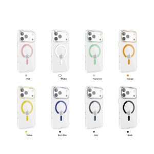 Funda Rígida Transparente Borde Color MagSafe iPhone 17 Pro | Wephone Mayorista