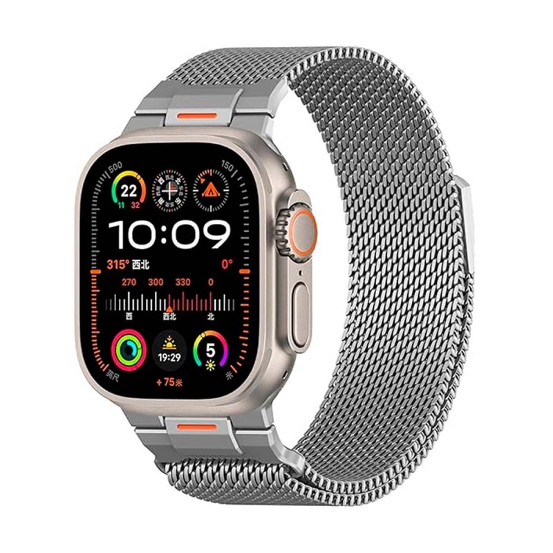 Correa Milanesa Magnética Apple Watch 45/46/49 mm | Negro y Plata | Wephone Mayorista