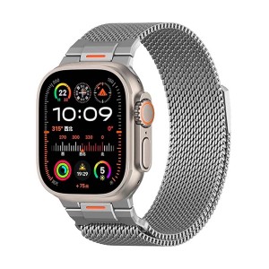 Correa Milanesa Magnética Apple Watch 45/46/49 mm | Negro y Plata | Wephone Mayorista