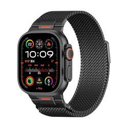 Correa Milanesa Magnética Apple Watch 45/46/49 mm | Negro y Plata | Wephone Mayorista