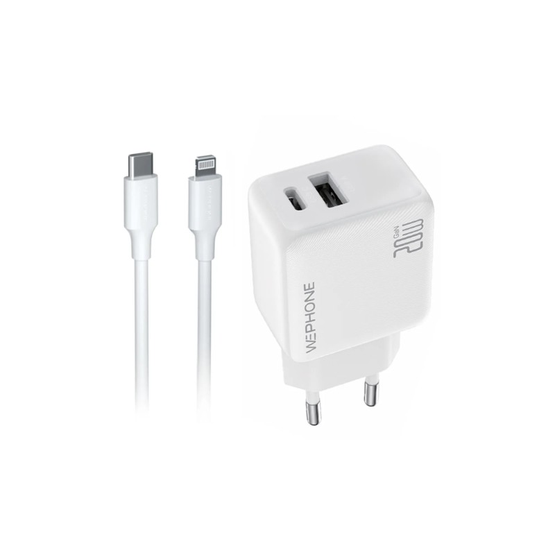 Cargador rápido Wephone WA09 20W Doble Puerto con Cable C-Lightning | Distribuidor Mayorista