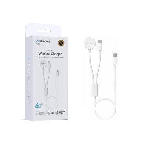 Wephone WA15 – Cargador inalámbrico 2-en-1 (Reloj 2,5W + Cable C-C 60W) | Mayorista de accesorios móviles en España