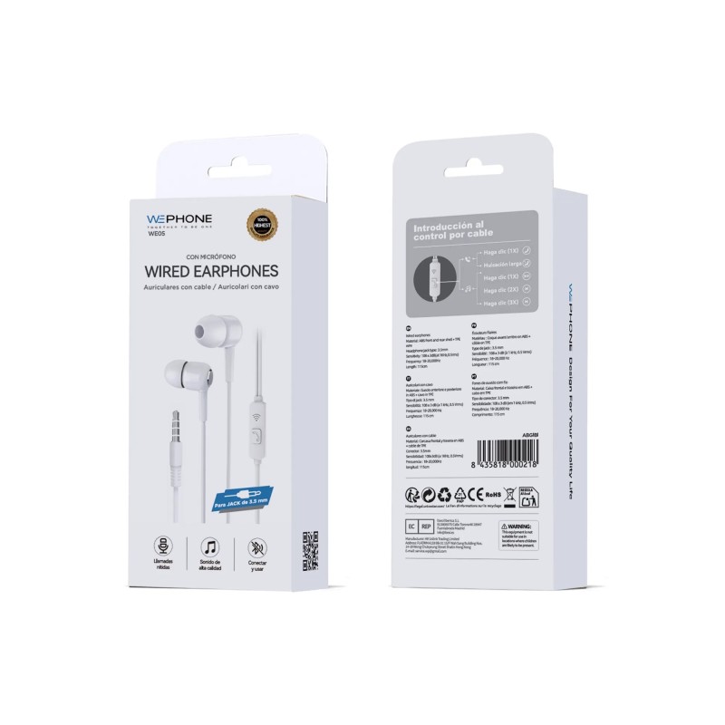 Auriculares In-Ear con cable Jack 3.5 mm y micrófono | Sonido Hi-Fi | Mayorista de accesorios móviles en España