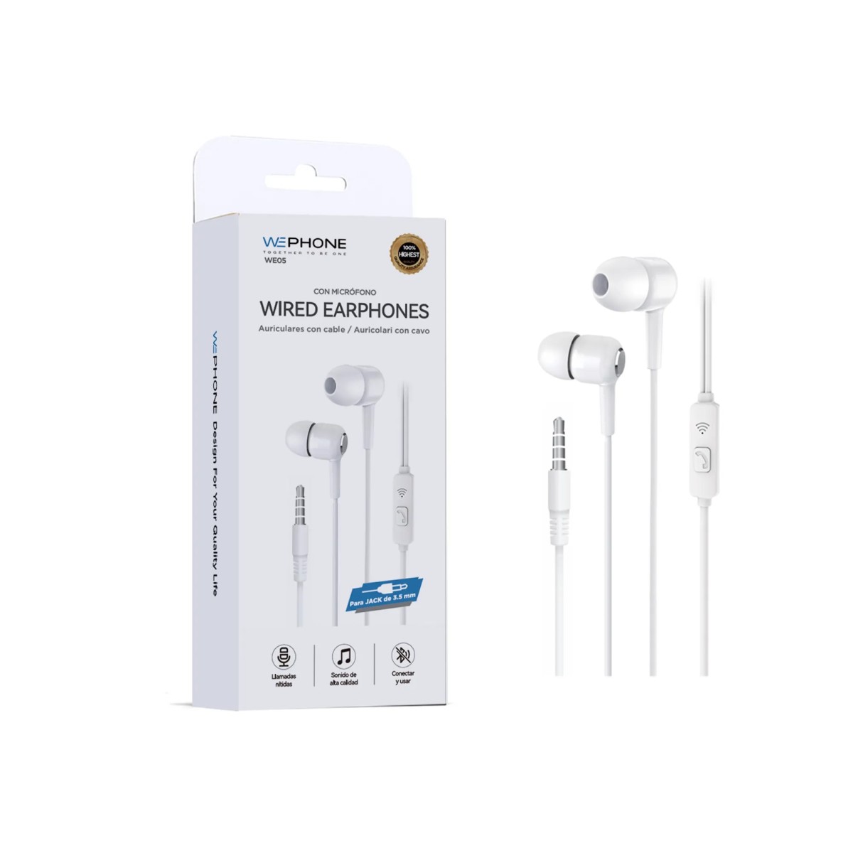 Auriculares In-Ear con cable Jack 3.5 mm y micrófono | Sonido Hi-Fi | Mayorista de accesorios móviles en España