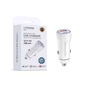 Cargador de coche doble USB (A+C) | PD 20W + QC 18W | Carga rápida segura | Mayorista de accesorios móviles en España