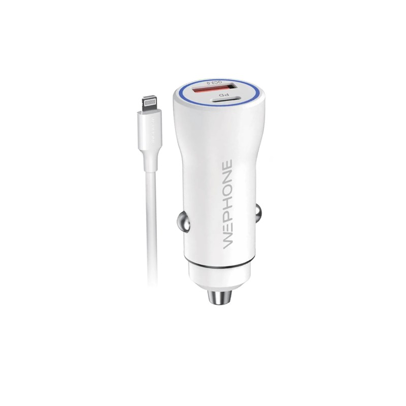 Cargador rápido de coche 20W PD + QC 18W | Cable A-L incluido | Certificación TUV, CE y RoHS | Mayorista de accesorios móviles e