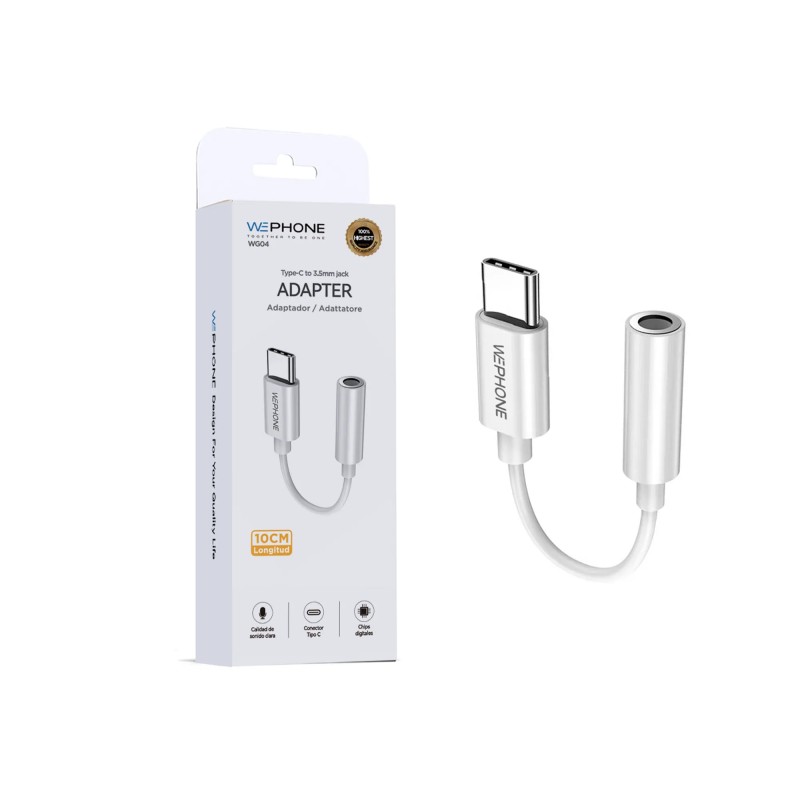 Adaptador Tipo-C a Jack 3.5 mm | Sonido Hi-Fi digital | Mayorista de accesorios móviles en España
