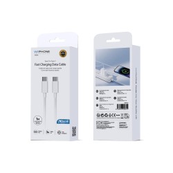 Cable de datos USB-C a USB-C 3A 1 m | PD60W | PVC OD3.8 blanco | Mayorista de accesorios móviles en España