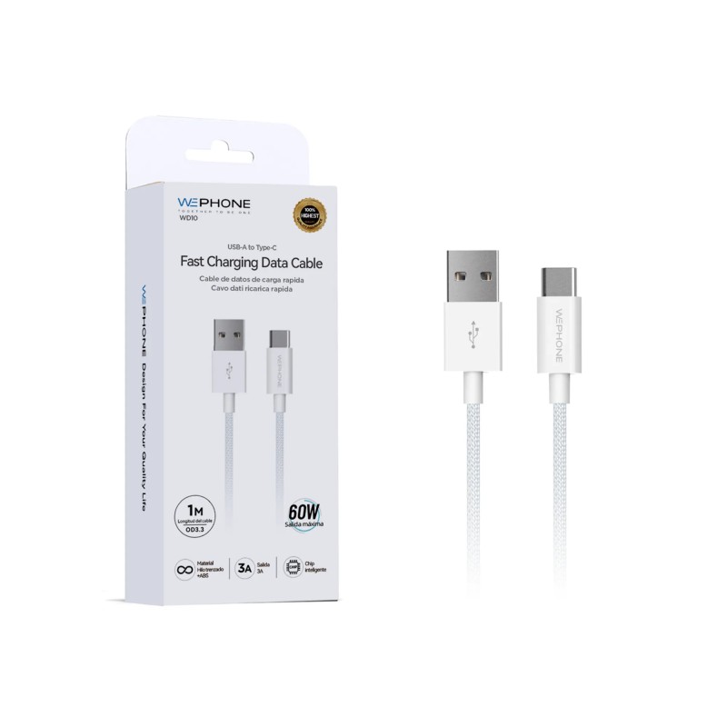 Cable USB-C a Lightning 3A PD30W 1 m | TPE OD4.0 blanco | Mayorista de accesorios móviles en España