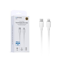 Cable USB-C a Lightning 3A PD30W 1 m | TPE OD4.0 blanco | Mayorista de accesorios móviles en España