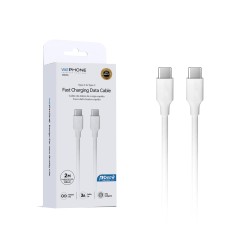 Cable USB-C a USB-C 3A PD60W 2 m | TPE OD4.0 blanco | Mayorista de accesorios móviles en España