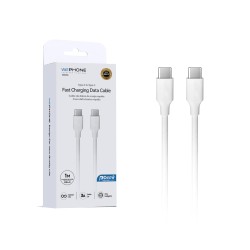 Cable USB-C a USB-C 3A PD60W 1 m | TPE OD4.0 blanco | Mayorista de accesorios móviles en España