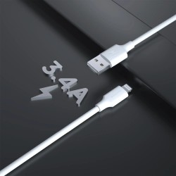 Cable de datos USB-A a Lightning 3.4A 1 m | TPE OD4.0 blanco | Mayorista de accesorios móviles en España