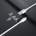 Cable de datos USB-A a Lightning 3.4A 1 m | TPE OD4.0 blanco | Mayorista de accesorios móviles en España