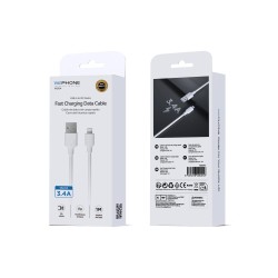 Cable de datos USB-A a Lightning 3.4A 1 m | TPE OD4.0 blanco | Mayorista de accesorios móviles en España