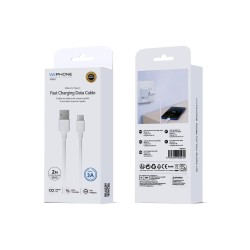 Cable de datos USB-A a USB-C 3A 2 m | TPE OD4.0 blanco | Mayorista de accesorios móviles en España