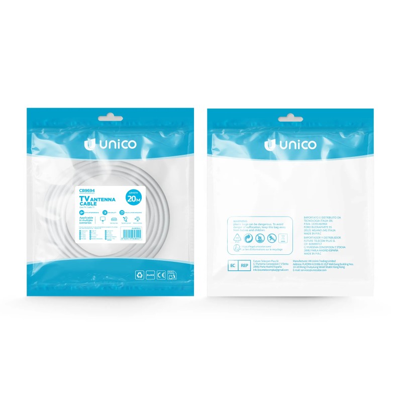 Cable antena TV RG59 20 m M/H 9.5mm | Wephone Mayorista