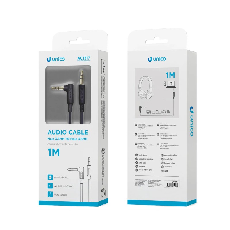 Cable audio 3,5mm 90° 1 m estéreo | Wephone Mayorista