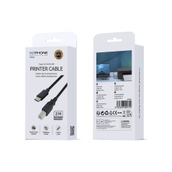 Cable impresora USB-C a USB-B 2.0 2 m | Negro | Mayorista de accesorios