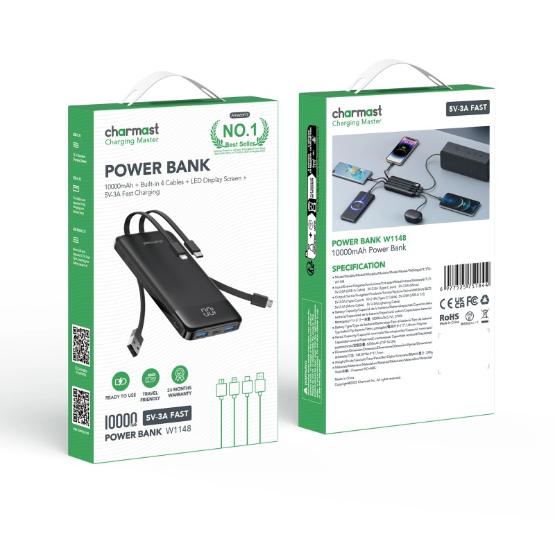 Charmast W1148 10.000 mAh 4-in-1 | LED | No.1 Amazon*