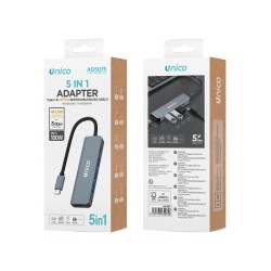 UNICO AD5075 Hub USB-C 5-en-1 | HDMI 4K + PD 100W | Wephone Mayorista