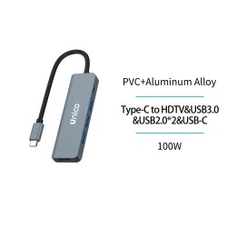 UNICO AD5075 Hub USB-C 5-en-1 | HDMI 4K + PD 100W | Wephone Mayorista