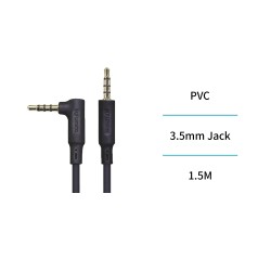 Cable de audio 3.5 mm TRRS 4 polos 1.5 m en ángulo | Wephone Mayorista