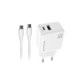 Kit cargador USB-C + USB-A 30W con cable 60W WA12 | WePhone Mayorista