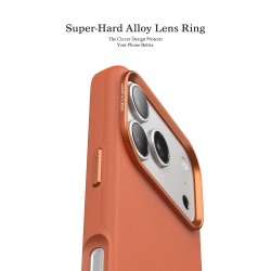 Funda de Cuero Magnética Aro Metálico MagSafe iPhone 17 Pro Max | Wephone Mayorista