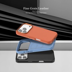 Funda de Cuero Magnética Aro Metálico MagSafe iPhone 17 Pro Max | Wephone Mayorista