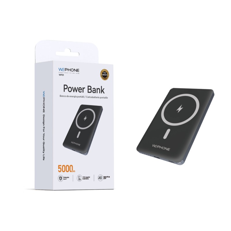 Power Bank Magnético 5000mAh 20W PD + 15W Wireless – WePhone Mayorista