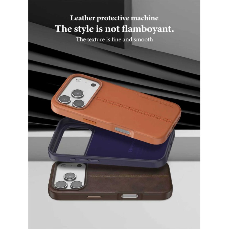 Funda de Cuero PULOKA Costura Vertical para iPhone 17 Pro Max | Wephone Mayorista