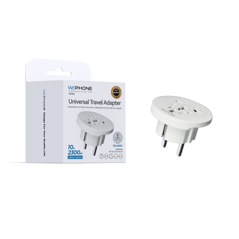 Adaptador de Viaje Universal Wephone WG10 10A 2300W | Mayorista de accesorios de viaje y móviles en España