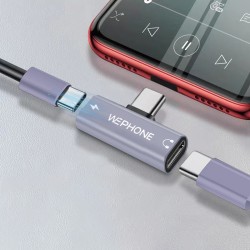 Adaptador Type-C a Type-C*2 60W Wephone WG16 · Audio + Carga | Mayorista accesorios móviles