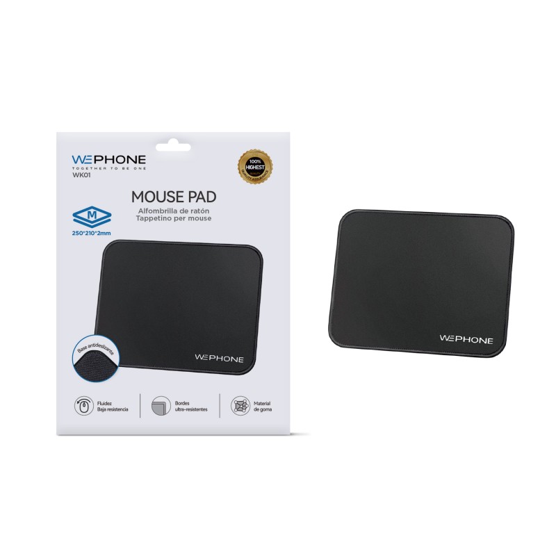 Mouse Pad Wephone WK01 250x210mm Negro Alfombrilla M| Mayorista de accesorios