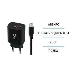 UNICO--HC1724 Cargador Completo 2U A+C PD25W con cable C-C