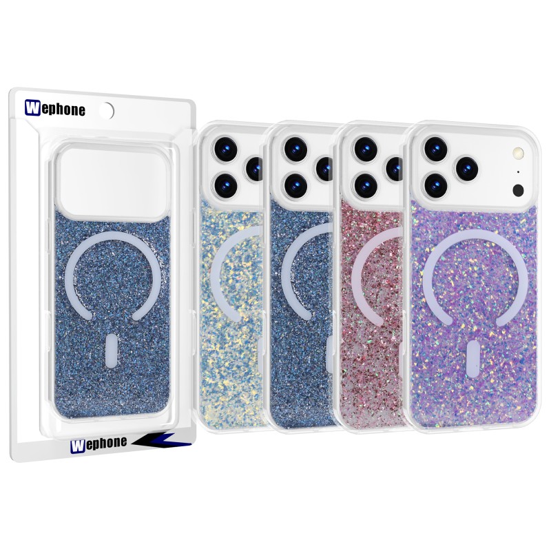 Funda MagSafe Brillante Glitter para iPhone 17 Pro Max | Carcasa Mujer con Aro Magnético