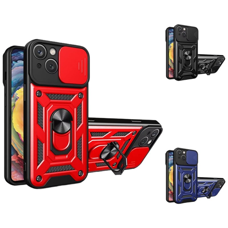 Funda Armadura con Tapa Deslizante Oppo Reno 14F Cámara y Anillo | Wephone Mayorista